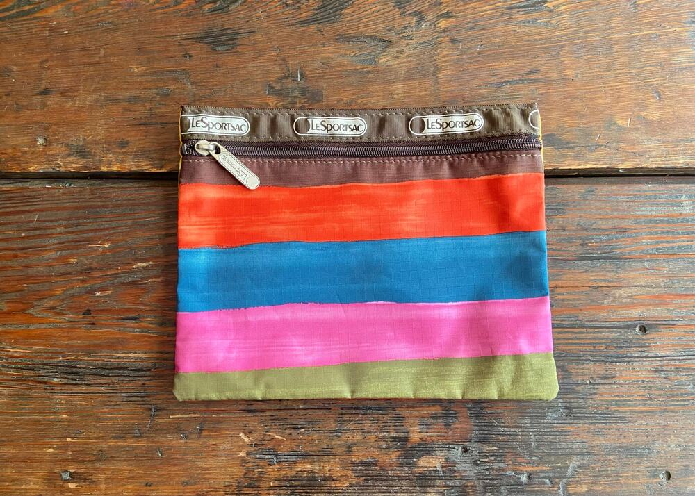 LESPORTSAC Colorful Stripe Zipper Pouch
